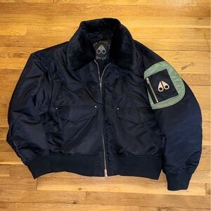 Moose Knuckles Bomber Jacket with Removable Shearling Collar